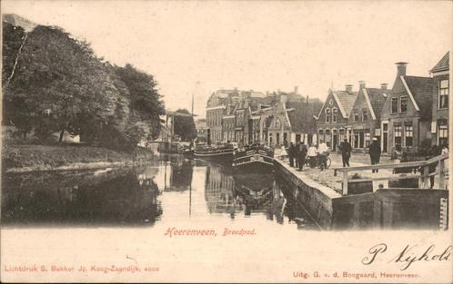 Heerenveen Breedpad boten en volk st 1904, Verzamelen, Ansichtkaarten | Nederland, Gelopen, Friesland, Voor 1920, Verzenden