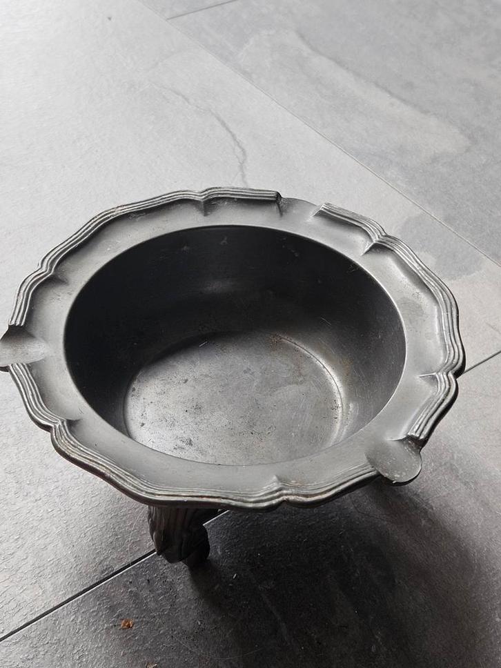 Antieke Tinnen Schaal / asbak met Voeten, Antiek en Kunst, Antiek | Tin, Ophalen of Verzenden