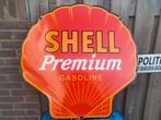 Emaille reclamebord shell premium gasoline, Verzamelen, Ophalen of Verzenden, Gebruikt, Reclamebord