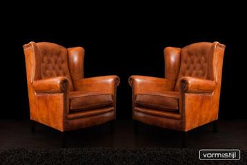 Chesterfield XL wingchair/oorfauteuil in schapenleer beschikbaar voor biedingen