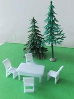 HO spoor/schaal Tuinset: tafel en 4 stoelen + 4 dennebomen, Overige merken, Gelijkstroom of Wisselstroom, Overige typen, Ophalen of Verzenden