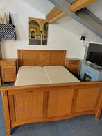 Ledikant 2 persoons bed 160 x 200 cm Grenen met loom-inleg, Ophalen, Gebruikt, Bruin, Tweepersoons