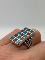 A508 Prachtige zilveren ring turkoois koraal maat 18, Sieraden, Tassen en Uiterlijk, Ringen, 18 tot 19, Ophalen of Verzenden, X