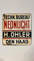 Vintage Neonlicht Emaille Reclame bordje Den Haag, Ophalen of Verzenden