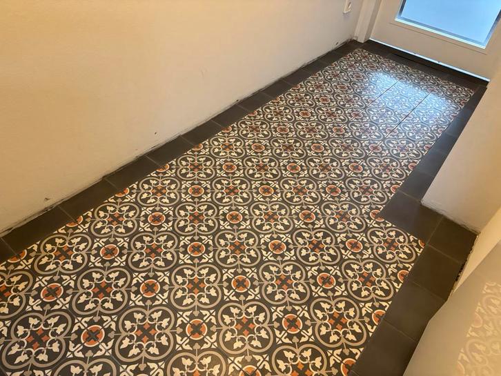 Portugese Cementtegels | Patroon Marlinda 8024 | 20x20x1.6, Doe-het-zelf en Verbouw, Tegels, Nieuw, Vloertegels, Keramiek, 20 tot 40 cm