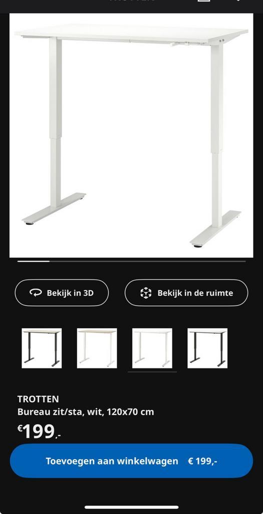 Ikea Trotten Bureau Tafel - In hoogte verstelbaar, Huis en Inrichting, Bureaus, Zo goed als nieuw, Stabureau, In hoogte verstelbaar