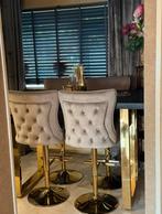 Luxe bartafel met 4 velvet krukken - Eric Kuster stijl, Huis en Inrichting, Barkrukken, In hoogte verstelbaar, Ophalen of Verzenden