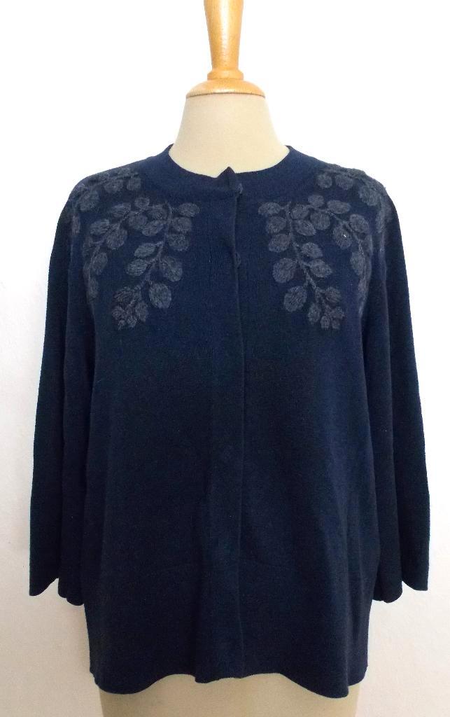 Donkerblauw organic katoen bewerkt vestje van Jackpot! M/L, Kleding | Dames, Tops, Zo goed als nieuw, Maat 38/40 (M), Blauw, Lange mouw