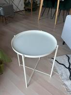 Salontafel met dienblad wit, Huis en Inrichting, Tafels | Bijzettafels, Minder dan 55 cm, Metaal of Aluminium, Rond, Zo goed als nieuw