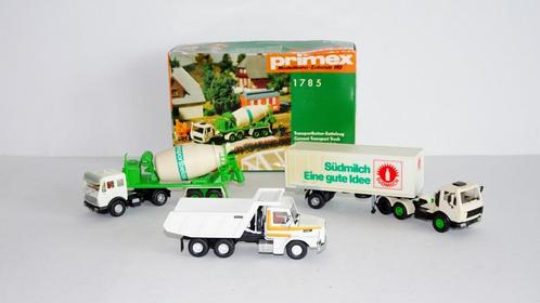 Primex H0 Drie vrachtwagens, Hobby en Vrije tijd, Modeltreinen | H0, Zo goed als nieuw, Wagon, Gelijkstroom of Wisselstroom, Overige merken