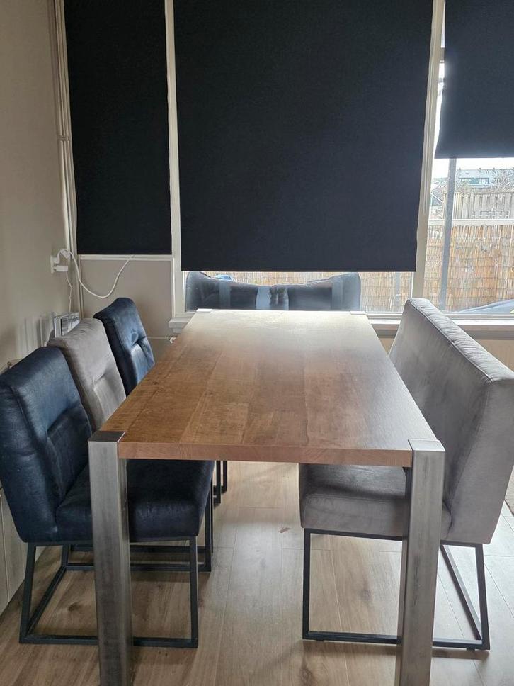 Eettafel met stoelen en bank, Huis en Inrichting, Tafels | Eettafels, Zo goed als nieuw, 50 tot 100 cm, 150 tot 200 cm, Vijf personen of meer