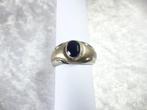 Mooie Zilveren Ring met Donker Blauwe steen - maat 20 3/4, Sieraden, Tassen en Uiterlijk, Antieke sieraden, Zilver, Ring, Verzenden