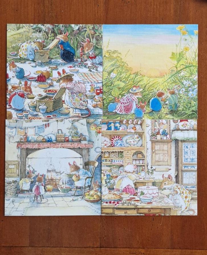 Brambly Hedge 4 nieuwe dubbele ansichtkaarten met envelop, Verzamelen, Porselein, Kristal en Bestek, Nieuw, Overige typen, Overige materialen