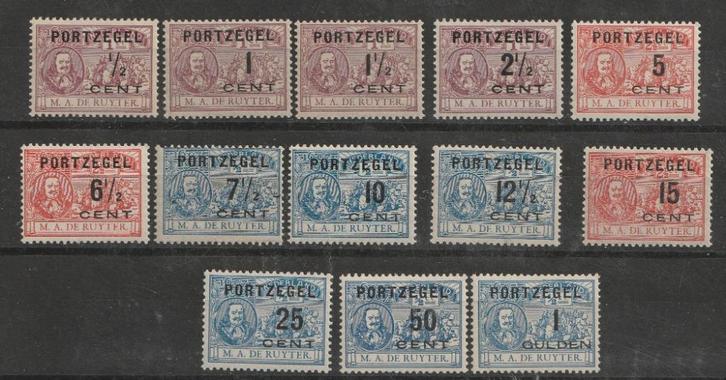 P31-P43  1907 Portzegels de Ruyter MNH  met CERTIFICAAT, Postzegels en Munten, Postzegels | Nederland, Postfris, T/m 1940, Ophalen of Verzenden