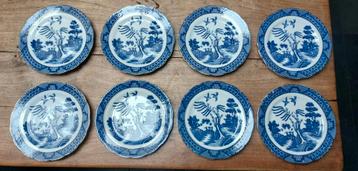 Set van 8 Blauwe “Willow Pattern” Borden – Klassiek Engels beschikbaar voor biedingen