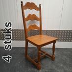 Antieke (?) Brocante Landelijke 4 stoelen houten stoel, Ophalen, Gebruikt, Vintage design Mid Century jaren 50 60 70, Vier