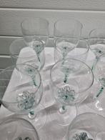 glazenset vintage met groene streep in steel, Verzamelen, Glas en Borrelglaasjes, Ophalen of Verzenden