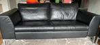 Lederen bank zwart montel, Ophalen, Zo goed als nieuw, 75 tot 100 cm, Tweepersoons