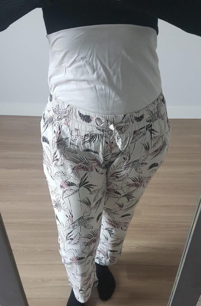 Zwangerschapsbroek Noppies XL Wit Patroon Print Bloemen, Verzenden, Wit, Maat 46/48 (XL) of groter, Nieuw