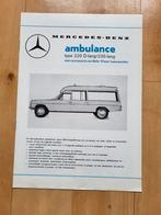 Mercedes Benz Ambulance 220 D lang/230 lang.Zeldzame uitgave, Boeken, Auto's | Folders en Tijdschriften, Ophalen of Verzenden