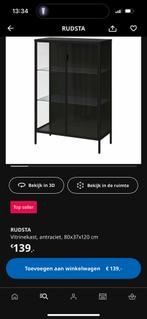 Ikea Rudsta Vitrinekast Zwart - Goede Conditie!, Huis en Inrichting, Kasten | Vitrinekasten, Ophalen, 100 tot 150 cm, 50 tot 100 cm