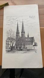 Pentekening Kerk Heuvel Tilburg, Antiek en Kunst, Kunst | Tekeningen en Foto's, Ophalen of Verzenden