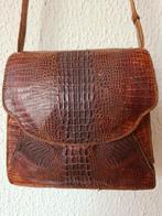 Vintage leren tasje (kroko?)., Ophalen of Verzenden, Zo goed als nieuw, Bruin