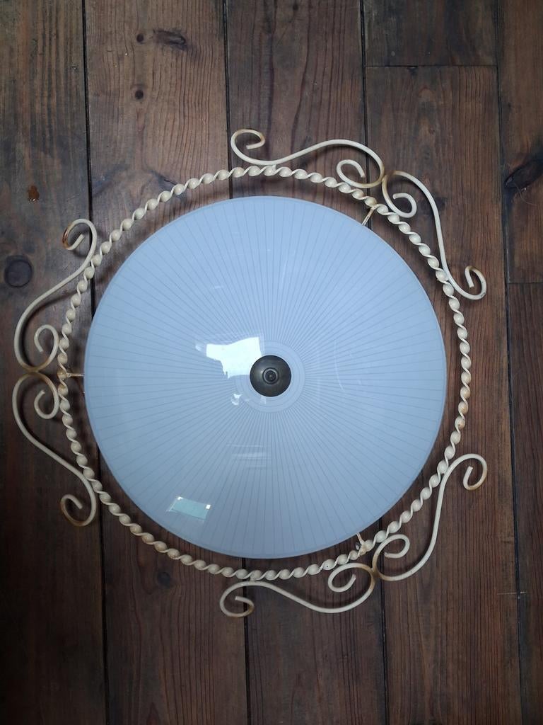 Vintage Plafonniere 50/60 Jaren, Ophalen, Gebruikt, Glas, Vintage