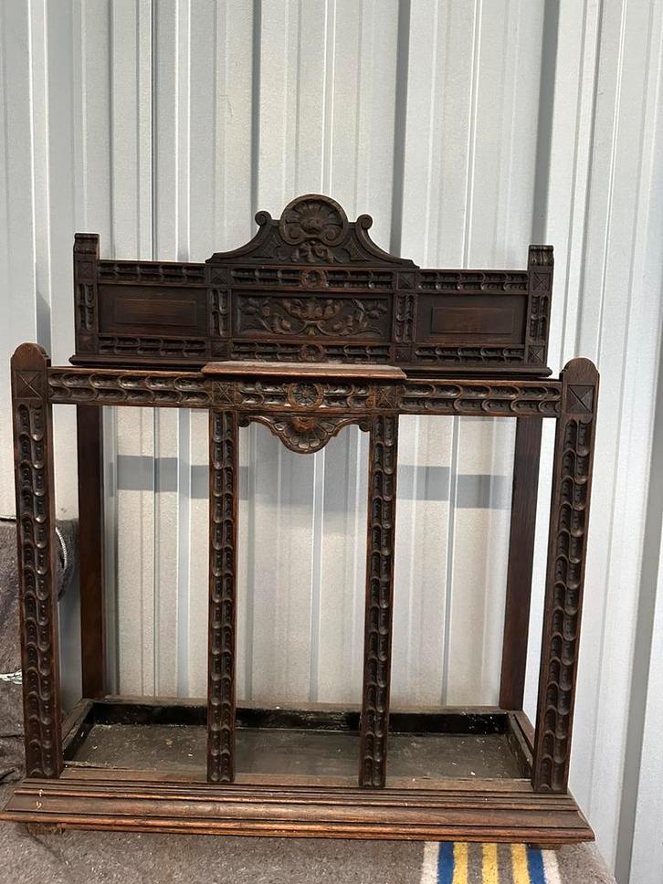 Haltafel met paraplubak en sleutelbakje, Antiek en Kunst, Antiek | Spiegels, Minder dan 50 cm, Rechthoekig, Ophalen