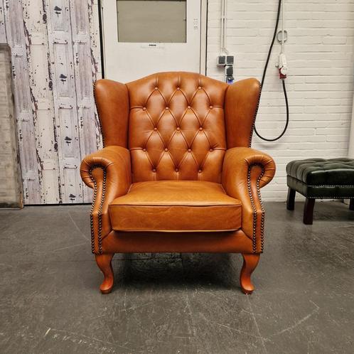 Chesterfield Lord Fauteuil – Golden Oak, Leer, Antiek en Kunst, Antiek | Meubels | Stoelen en Banken, Ophalen