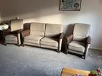 Senioren bankstel met 2 bijpassende fautuils bruin/beige, Huis en Inrichting, Ophalen, Zo goed als nieuw