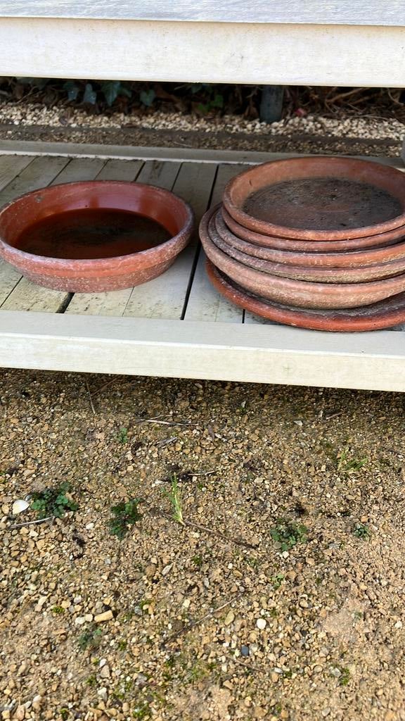 Zeven stuks terracotta schalen, Tuin en Terras, Bloempotten, Gebruikt, Rond, Ophalen of Verzenden, Terracotta