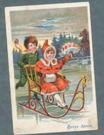 Schaatsen achter een ouderwetse slee Bonne Année, Verzenden, 1960 tot 1980, Gelopen, Sport en Spel