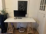 IKEA LAGKAPTEN / MITTBACK Bureau - Wit/Berken 140x60 cm, Ophalen, Zo goed als nieuw, Bureau