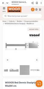 Donker grijs 1 persoons bed van Wood te koop., Ophalen, 90 cm, Eenpersoons, Zo goed als nieuw