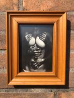 Zwart-wit foto in houten lijst kunstwerk - uniek stuk!!, Ophalen of Verzenden
