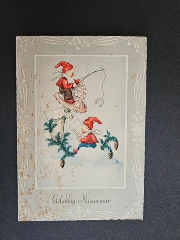 Oude Nieuwjaarskaart - Gelukkig Nieuwjaar beschikbaar voor biedingen
