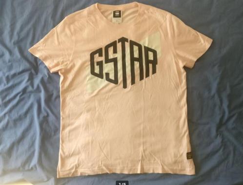 G-Star lichtroze T-shirt met wit, zwarte opdruk. Maat: M., Kleding | Heren, T-shirts, Zo goed als nieuw, Maat 48/50 (M), Roze