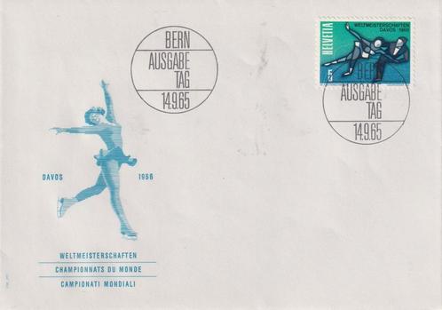 Zwitserland 1965 WK Kunstschaatsen 1966 sport, Postzegels en Munten, Postzegels | Eerstedagenveloppen, Onbeschreven, Europa, Ophalen of Verzenden
