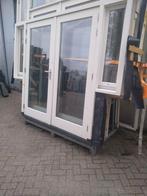 Kozijn met dubbele tuindeuren en zijramen, Ophalen, 120 cm of meer, 200 tot 215 cm, Buitendeur