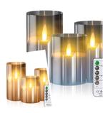 Realistische LED-Kaarsen Grijs of amber set 3 bewegende vlam, Overige materialen, Ophalen of Verzenden, Zo goed als nieuw, Grijs