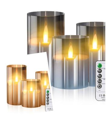 Realistische LED-Kaarsen Grijs of amber set 3 bewegende vlam beschikbaar voor biedingen
