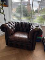 Chesterfield fauteuil t.e.a.b., Huis en Inrichting, Fauteuils, Ophalen, Gebruikt, 75 tot 100 cm, Leer
