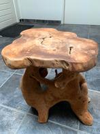 Teak boomstamtafeltje hoogte 46cm x rond +/- 47cm, Huis en Inrichting, Tafels | Bijzettafels, Ophalen, Gebruikt