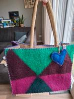 Vintage Handgemaakte Wollen dekentas - paars groen, Sieraden, Tassen en Uiterlijk, Tassen | Damestassen, Ophalen of Verzenden