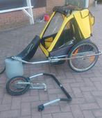 Gele fietskar met wandelset en babyzitje, Fietsen en Brommers, Ophalen, Gebruikt, Kinderkar, 20 tot 40 kg