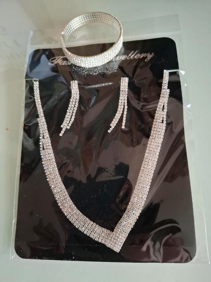 Collier, armband, oorbellen, open schoen zilverkleurig, Kleding | Dames, Overige Dameskleding, Nieuw, Ophalen of Verzenden