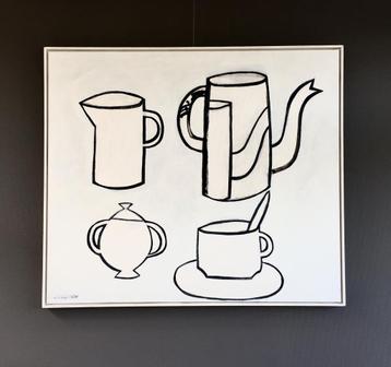Klaas Gubbels, zeer groot schilderij “Stilleven….” beschikbaar voor biedingen