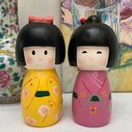 2 houten Kokeshi dolls, Verzamelen, Ophalen of Verzenden