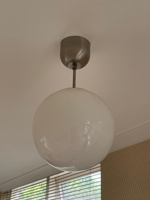 2 x plafondlamp met glazen bol., Huis en Inrichting, Lampen | Hanglampen, Zo goed als nieuw, Minder dan 50 cm, Glas, Ophalen